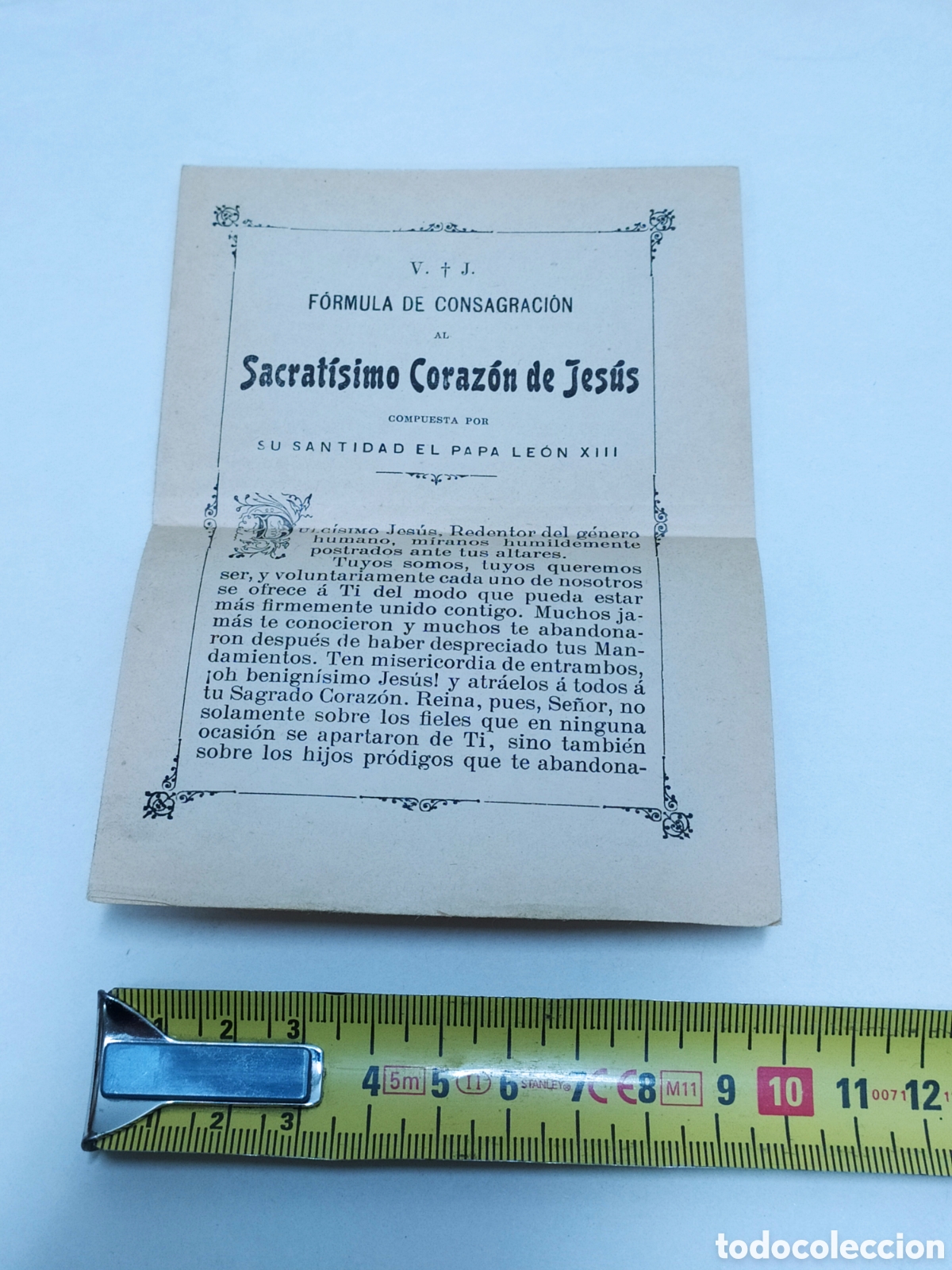 Livros antigos: FORMULA CONSAGRACI&Oacute;N SACRAT&Iacute;SIMO CORAZ&Oacute;N DE JES&Uacute;S - COMPUESTA POR SU SANT. EL PAPA LEON XIII EN 1897