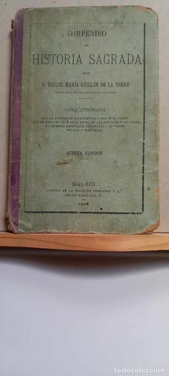 Libros antiguos: COMPENDIO DE HISTORIA SAGRADA. 1892 - Foto 1