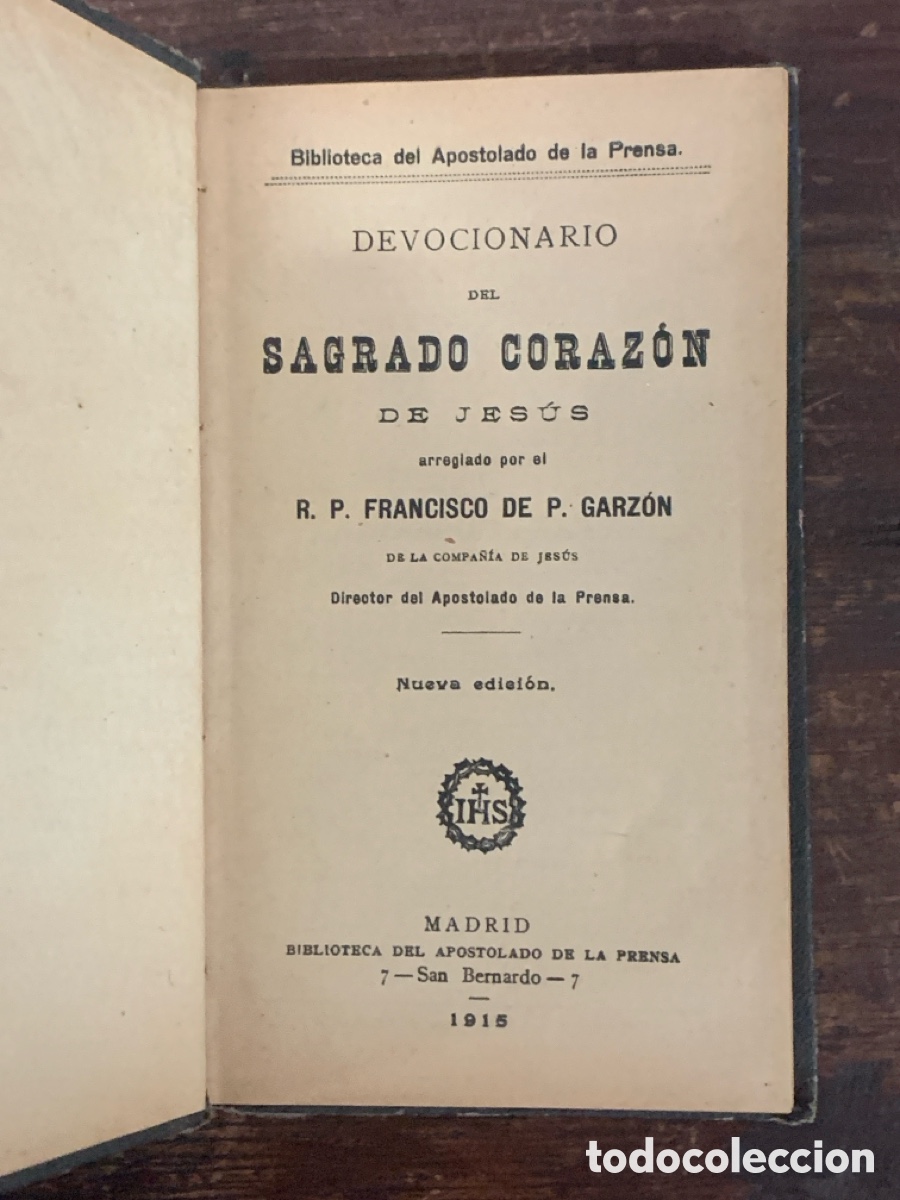 Libros antiguos: Devocionario del Sagrado Coraz&oacute;n - 1915 - Foto 2