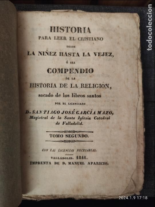 Libros antiguos: HISTORIA PARA LEER EL CRISTIANO DESDE NI&Ntilde;EZ HASTA LA VEJEZ - COMPENDIO HISTORIA DE LA RELIGION 1841