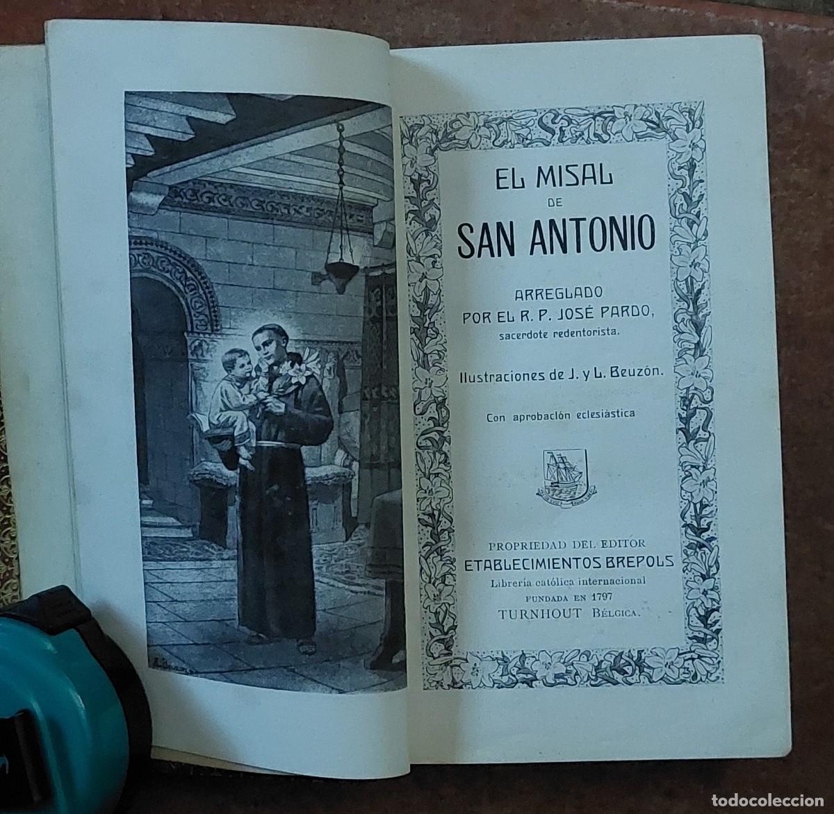 Libros antiguos: Antiguo misal de San Antonio 1905 con magn&iacute;fica encuadernaci&oacute;n
