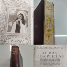 Libros antiguos: SANTA TERESA DE JESÚS OBRAS COMPLETAS M. AGUILAR ED. PRIMERA EDICIÓN 1940 PLENA PIEL CANTOS PINTADOS