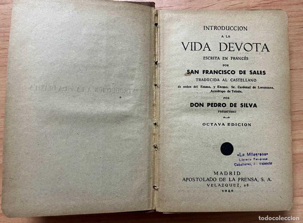 Libros antiguos: Introducci&oacute;n a la Vida Devota, San Francisco de Sales - Foto 1