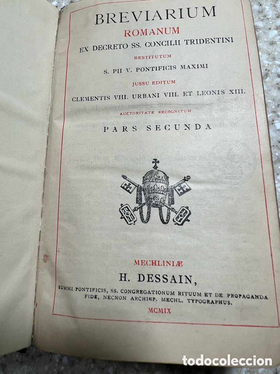Libros antiguos: BREVIARIUM ROMANUN EX DECRETO SS CONCILII TRIDENTINI TOMO II EDICI&Oacute;N DE 1908