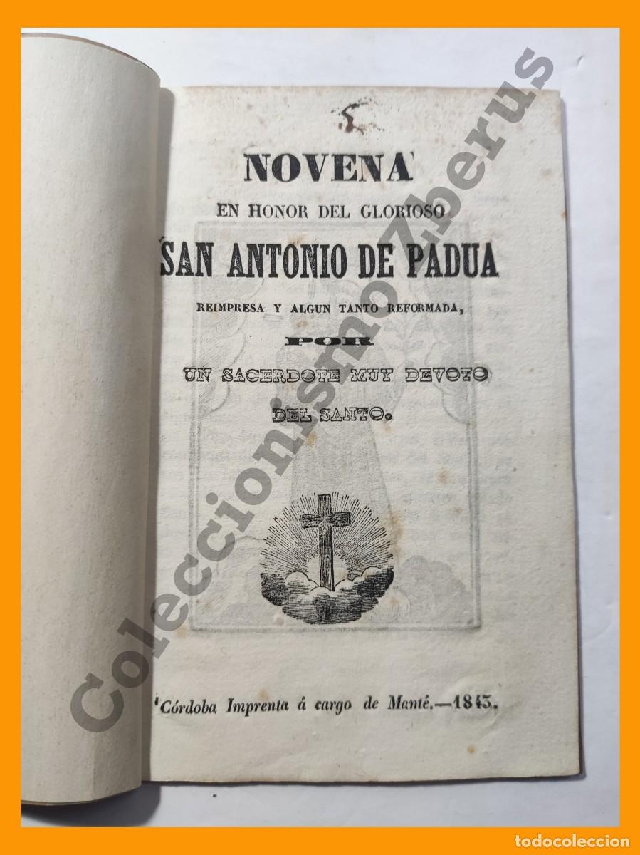 Libros antiguos: NOVENA en honor del Glorioso San Antonio de Padua