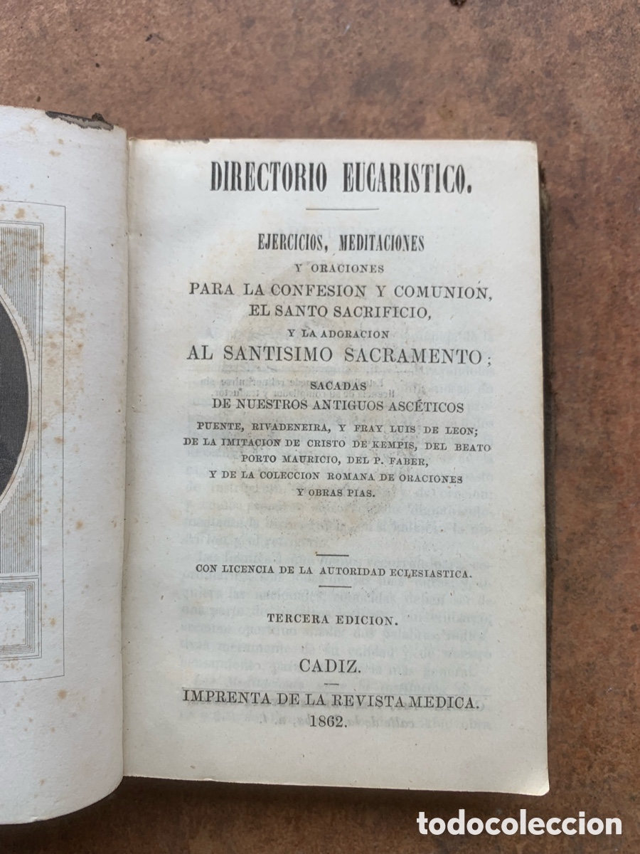 Libros antiguos: Libro &ldquo;Directorio eucar&iacute;stico&rdquo;. Cadiz. 1862. - Foto 1