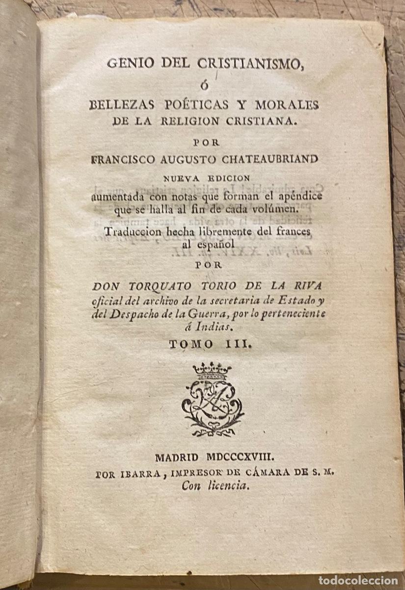 Old books: Genio del Cristianismo, o bellezas po&eacute;ticas y morales de la Religi&oacute;n Cristiana. Tomo III