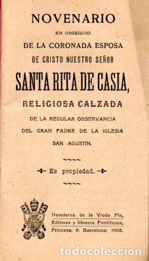 Libros antiguos: NOVENARIO DE SANTA RITA DE CASIA (1908)