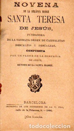 Libros antiguos: NOVENA DE SANTA TERESA (1894)