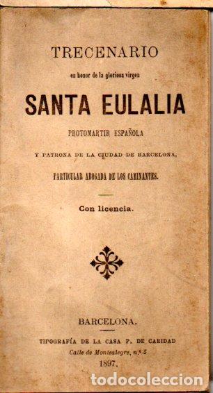 Libros antiguos: TRECENARIO DE SANTA EULALIA (1897) - Foto 2