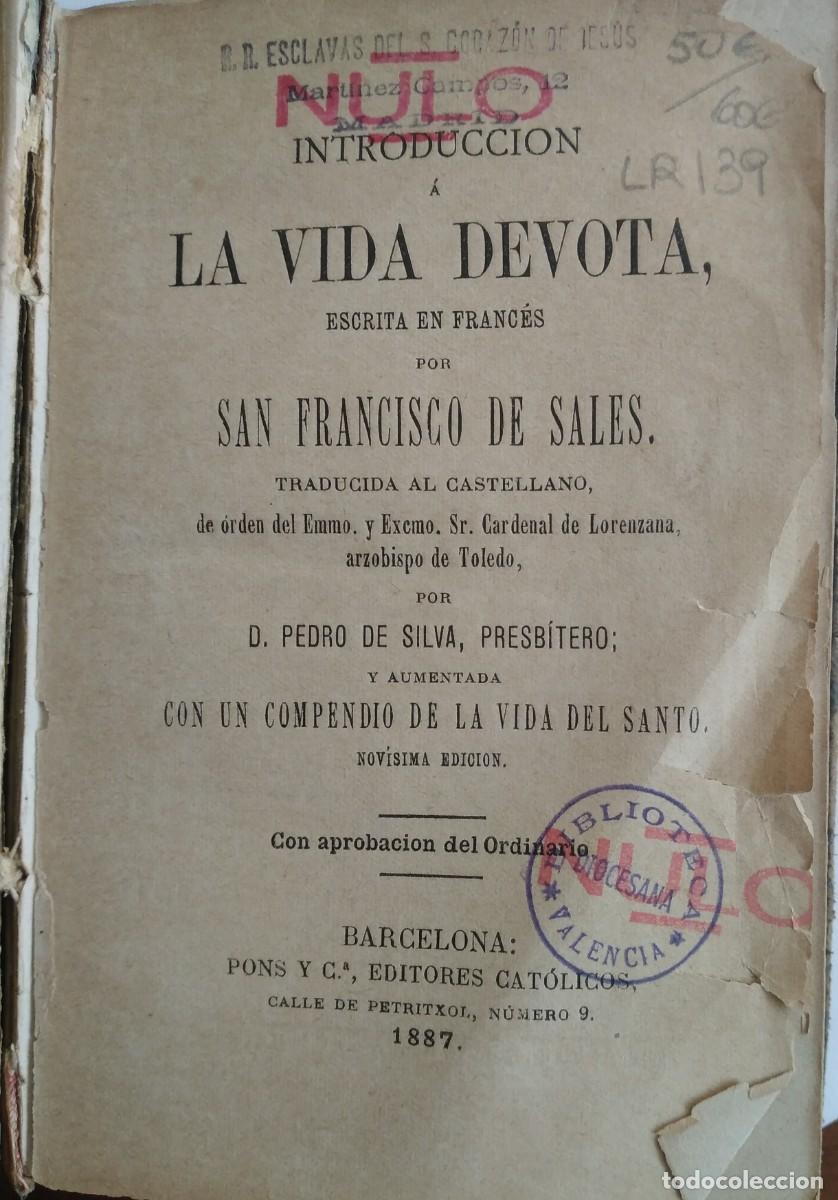 Libros antiguos: INTRODUCCION A LA VIDA DEVOTA - Foto 1
