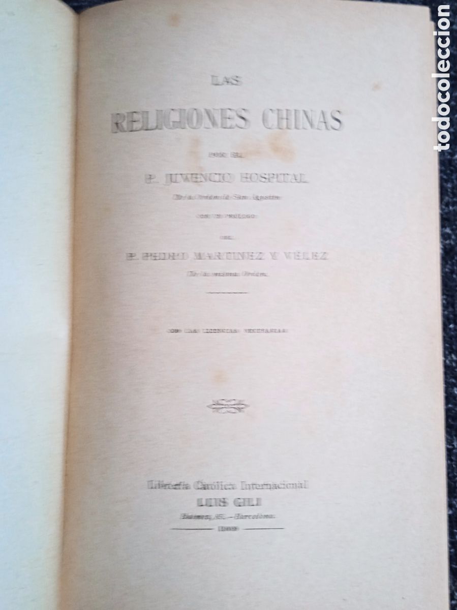 Libri antichi: LAS RELIGIONES CHINAS. / JUVENCIO HOSPITAL.- EDICION 1909.