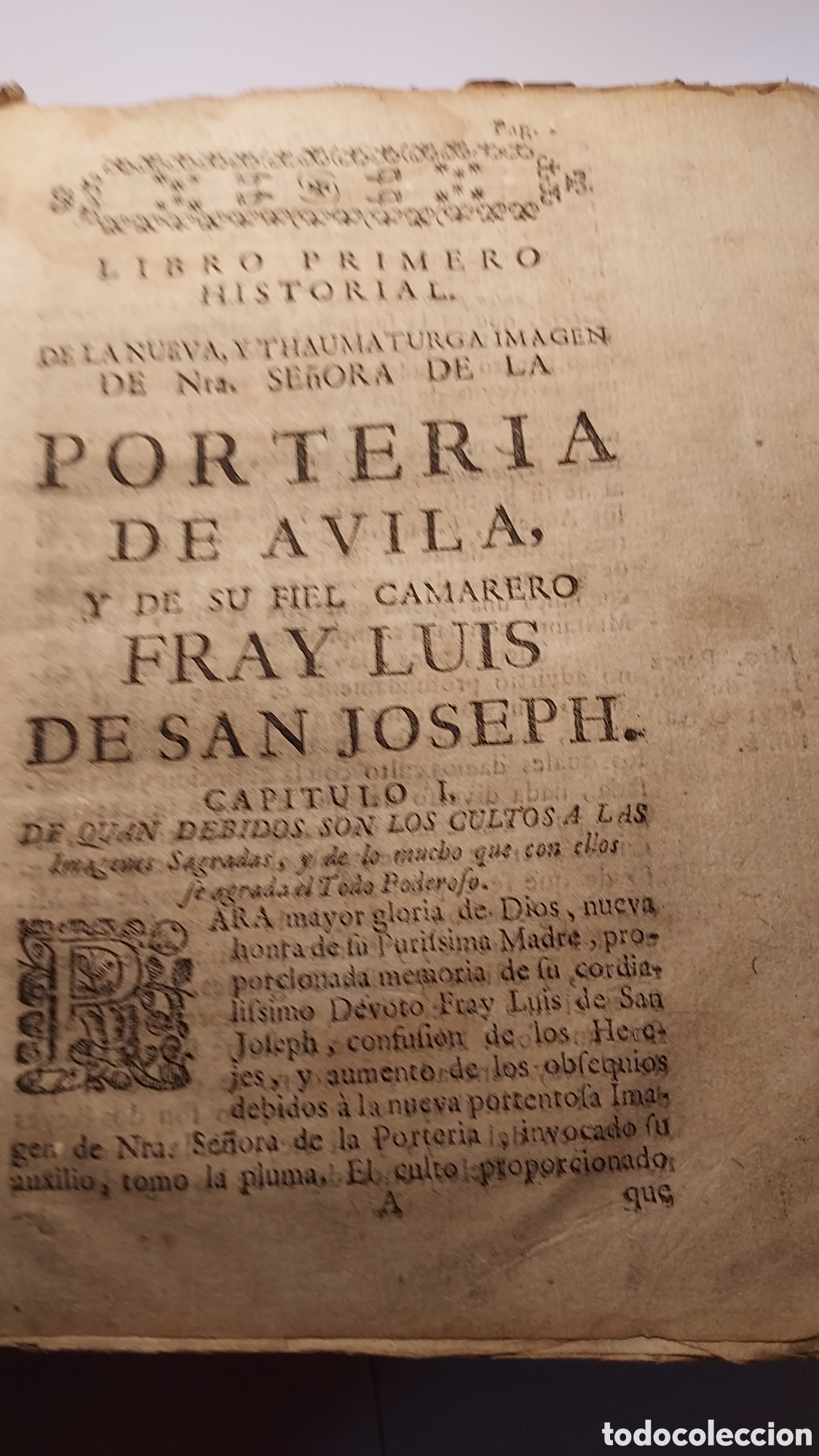 Libros antiguos: N.S. de la PORTERIA DE &Aacute;VILA y de su fiel camarero. 1732. Salamanca