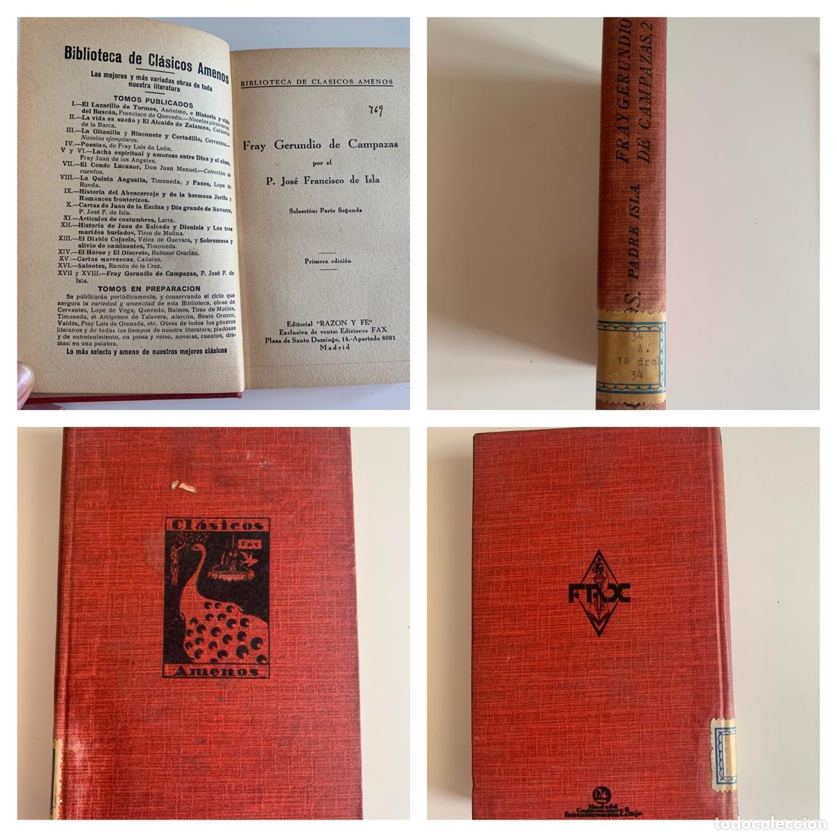Antiquarische B&uuml;cher: ''FRAY GERUNDIO DE CAMPAZAS. P. JOSE FCO.DE ISLA. CLASICOS AMENOS. U39