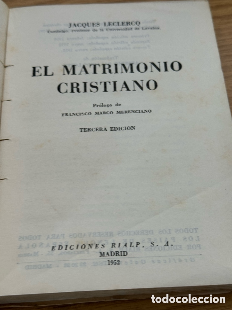 Libros antiguos: Libro: El Matrimonio Cristiano - Foto 2