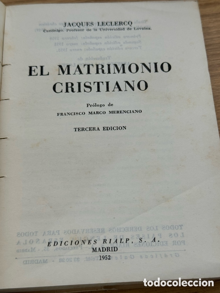 Libros antiguos: Libro: El Matrimonio Cristiano - Foto 4