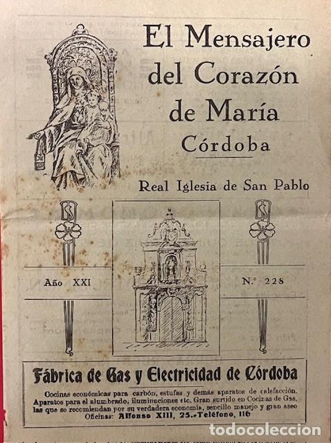 Antiquarische B&uuml;cher: EL MENSAJERO DEL CORAZON DE JESUS CORDOBA, NOVENA A LA VIRGEN DEL CARMEN 1937, PROGRAMA