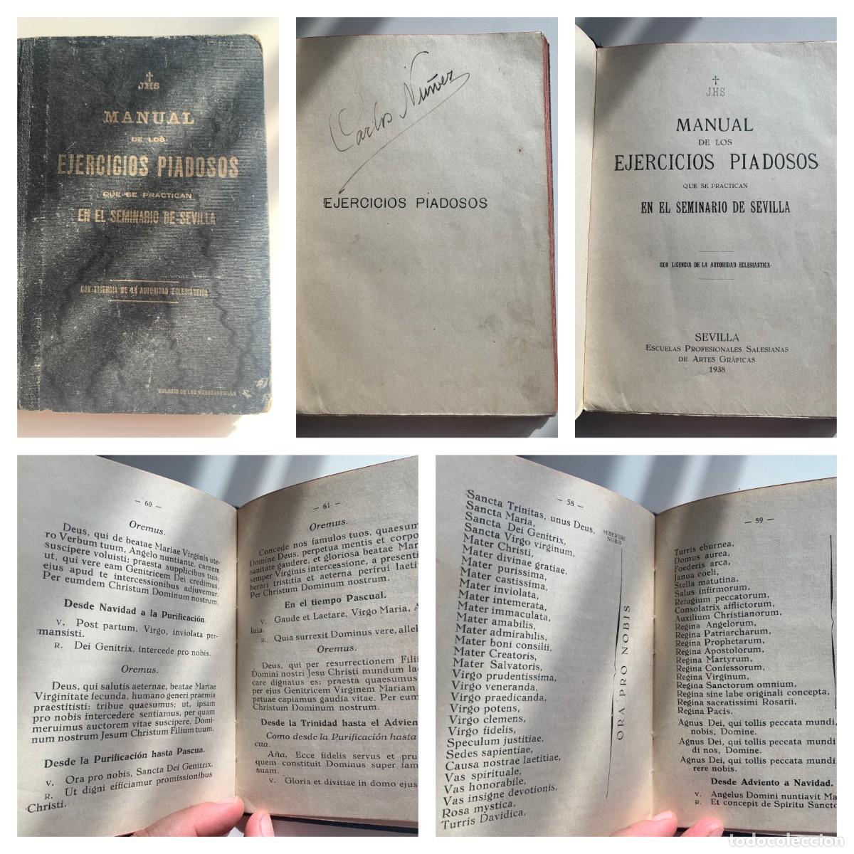 Livros antigos: SEMINARIO DE SEVILLA MANUAL EJERCICIOS PIADOSOS''. 1938. U28