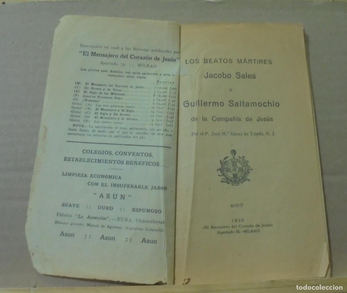 Livros antigos: Los beatos martires Jacobo Sales y Guillermo Saltamochio de la compa&ntilde;ia de Jesus