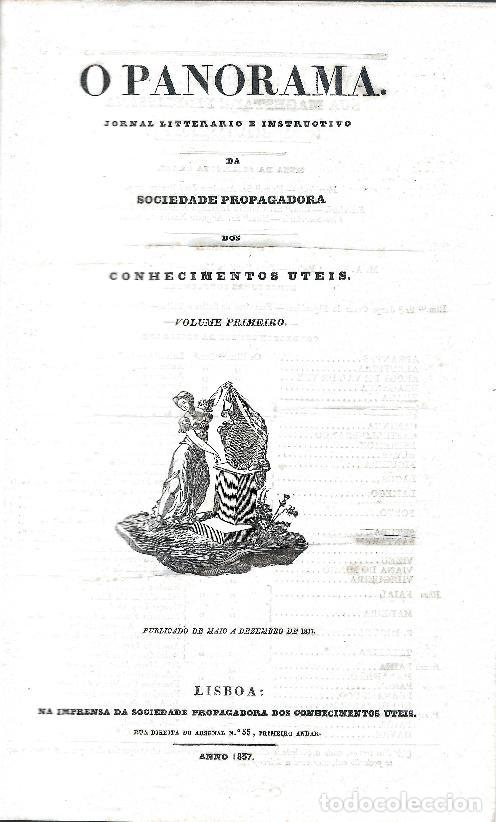 Old books: O PANORAMA, 1837 VOLUME PRIMEIRO: PUBLICADO DE MAIO A DEZEMBRO.