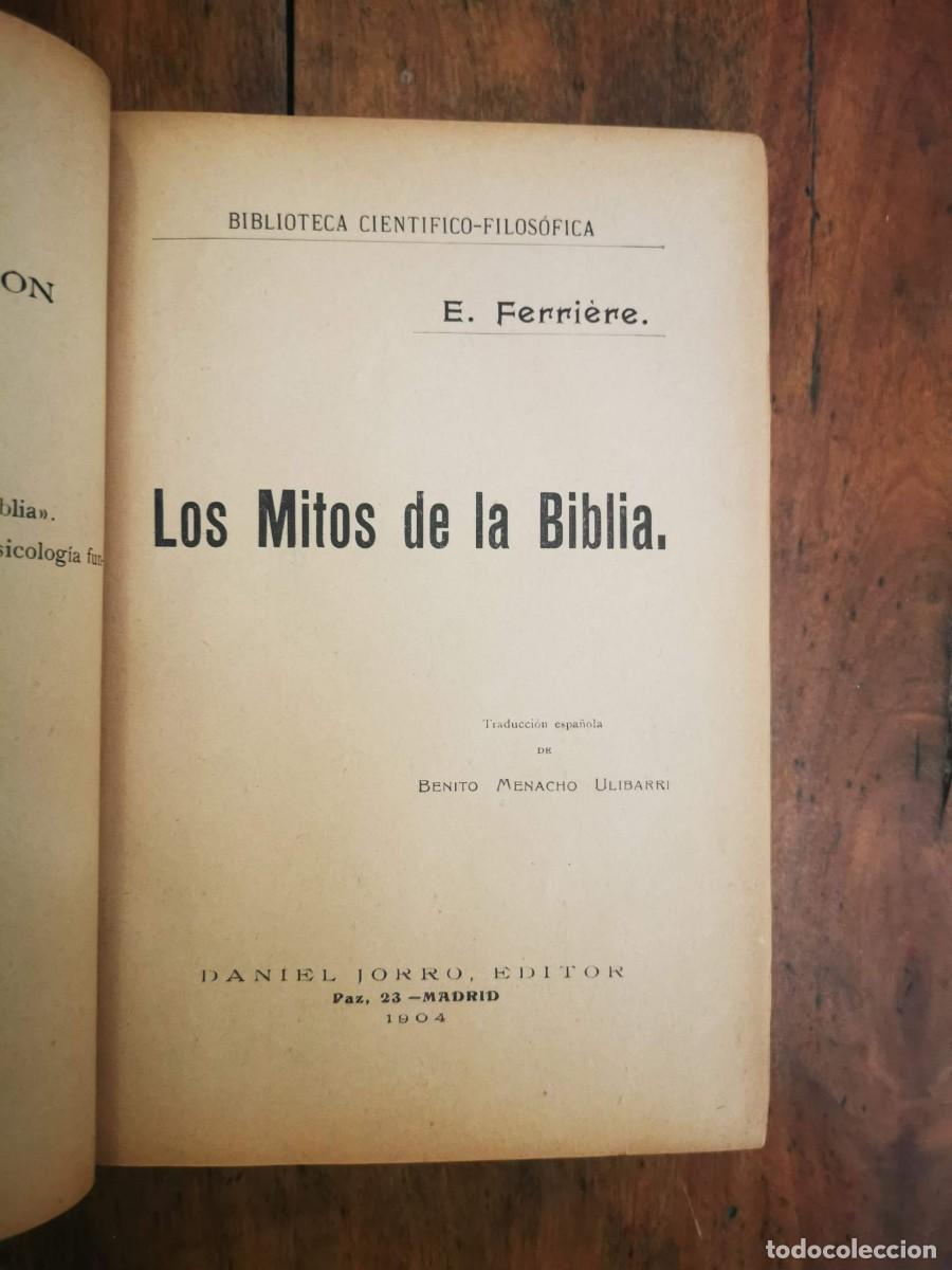 Libros antiguos: FERRI&Eacute;RE, E. Los mitos de la Biblia - Foto 3