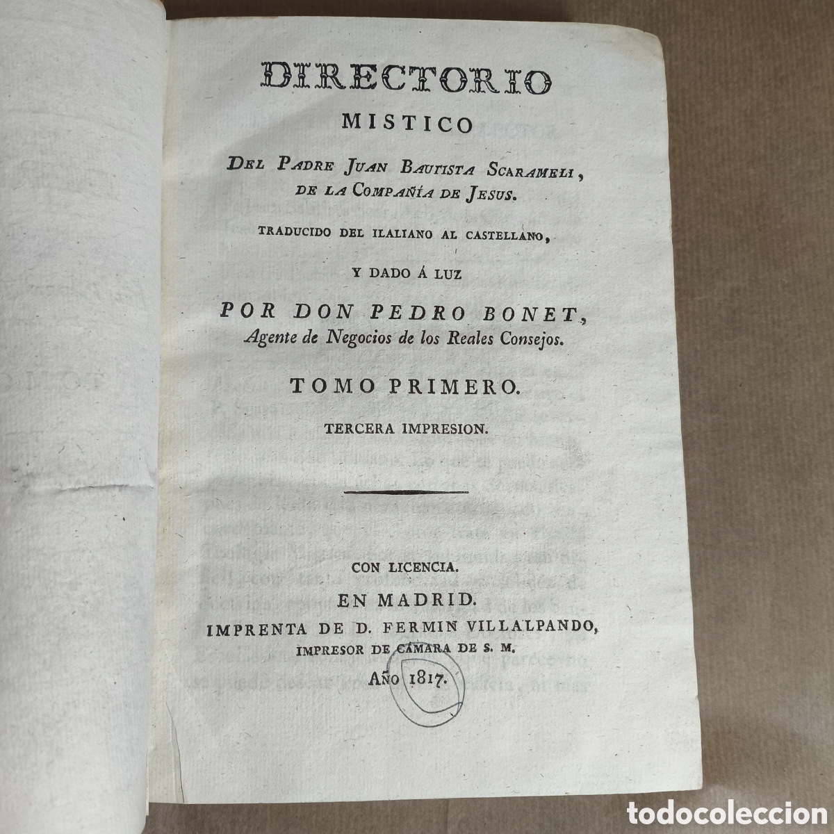 Livres anciens: Directorio m&iacute;stico del padre Juan Bautista Scarameli