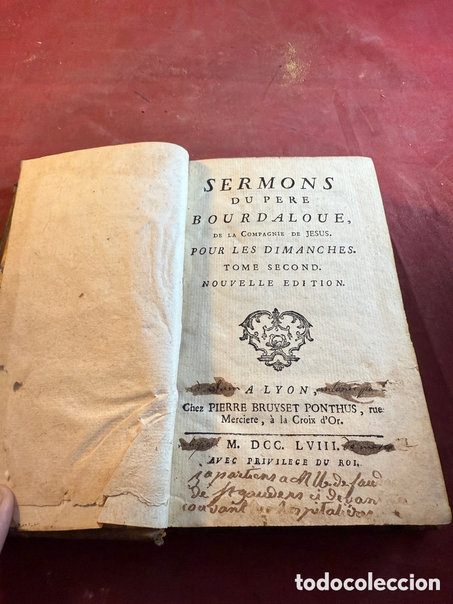 Libros antiguos: SERMONS DUPERE BOURDALOUE. Tome second - Foto 1