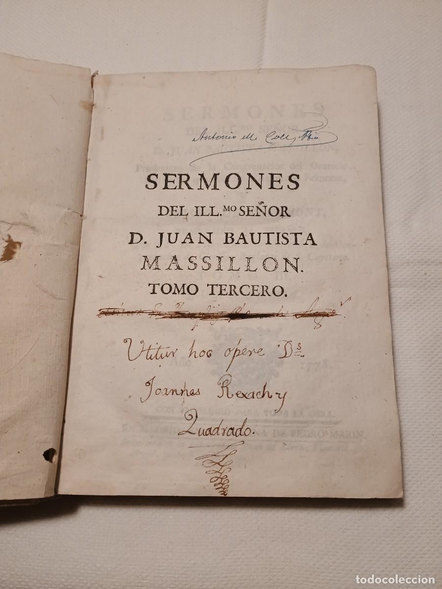 Libros antiguos: Sermones masillon 1778 - Foto 2