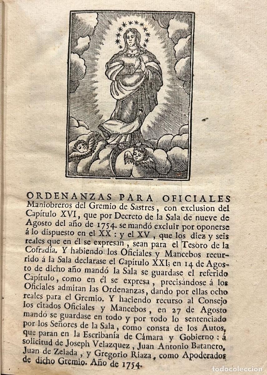 Livros antigos: ORDENANZAS para oficiales Maniobreros del Gremio de Sastres, con exclusi&oacute;n del Cap&iacute;tulo XVI,....