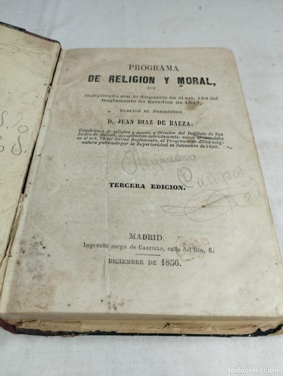 Libros antiguos: Programa de religi&oacute;n y moral. Juan D&iacute;az, 1856 - Foto 2