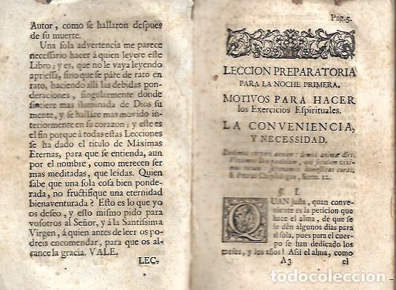 Livros antigos: MAXIMAS ETERNAS A LOS EJERCICIOS &rdquo;Exercicios Espirituales de San Ignacio&rdquo; hacia 1750
