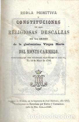 Antiquarische B&uuml;cher: REGLA PRIMITIVA Y CONSTITUCIONES DE LAS CARMELITAS DESCALZAS