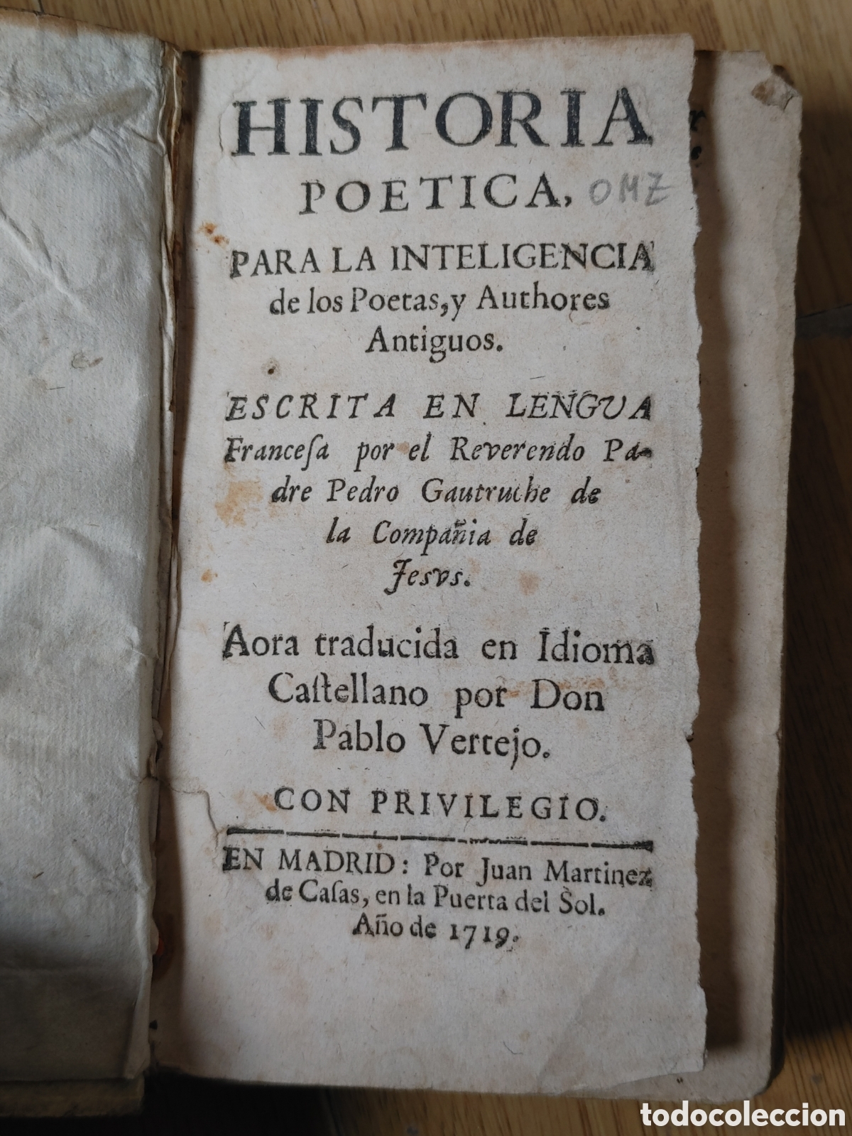 Antiquarische B&uuml;cher: Libro HISTORIA POETICA PARA LA INTELIGENCIA.