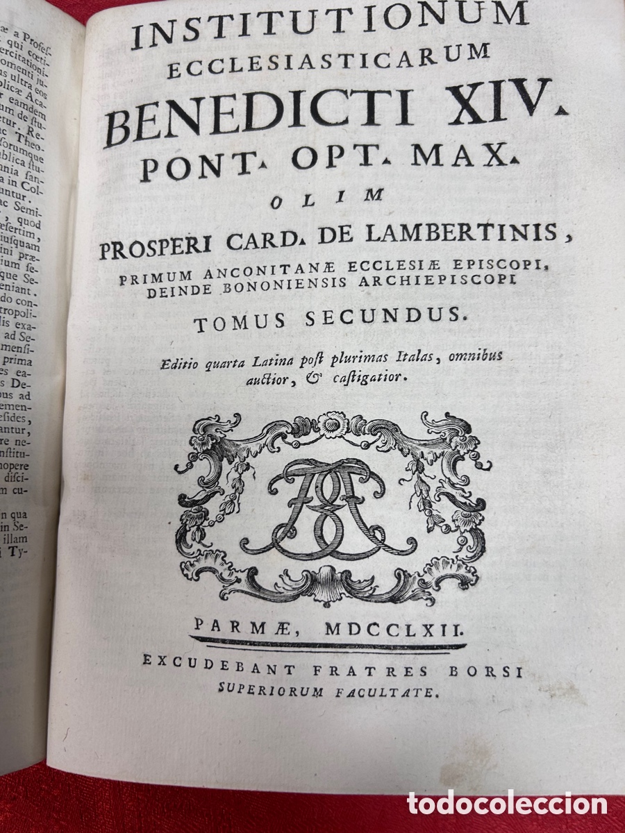 Libros antiguos: Benedicto XIV . Instituciones Ecclesiasticae. Parma 1762 - Foto 2