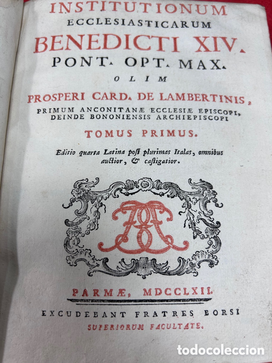 Libros antiguos: Benedicto XIV . Instituciones Ecclesiasticae. Parma 1762 - Foto 1