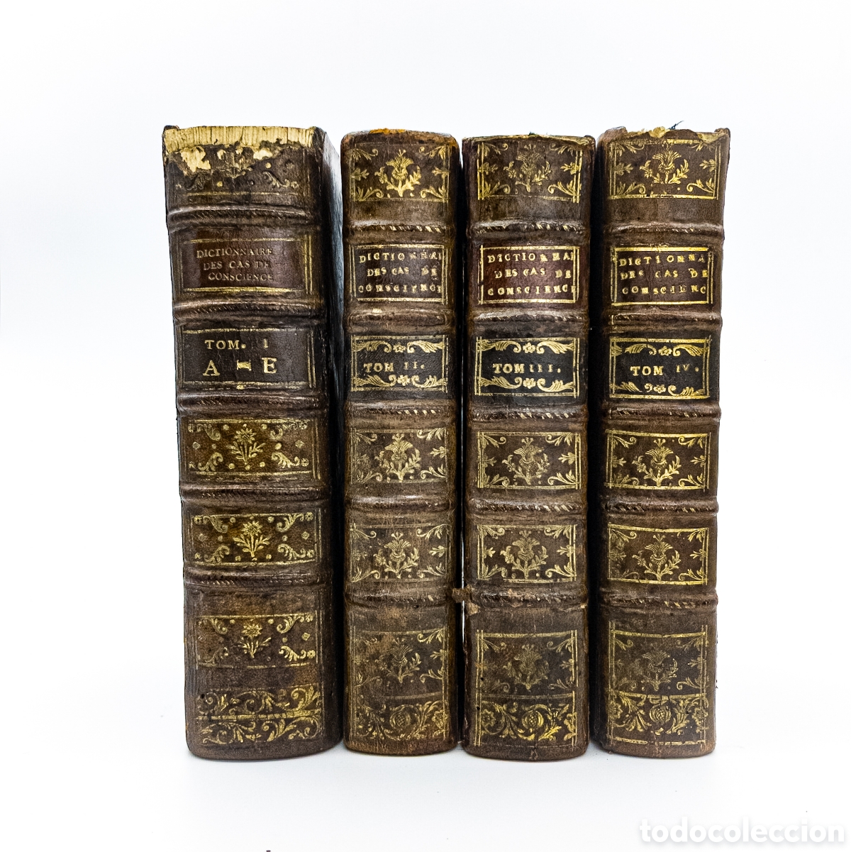 Old books: COLLET, M. - Abrege du dictionnaire des cas de conscience de M. Pontas ( IV vol&uacute;menes) - 1768