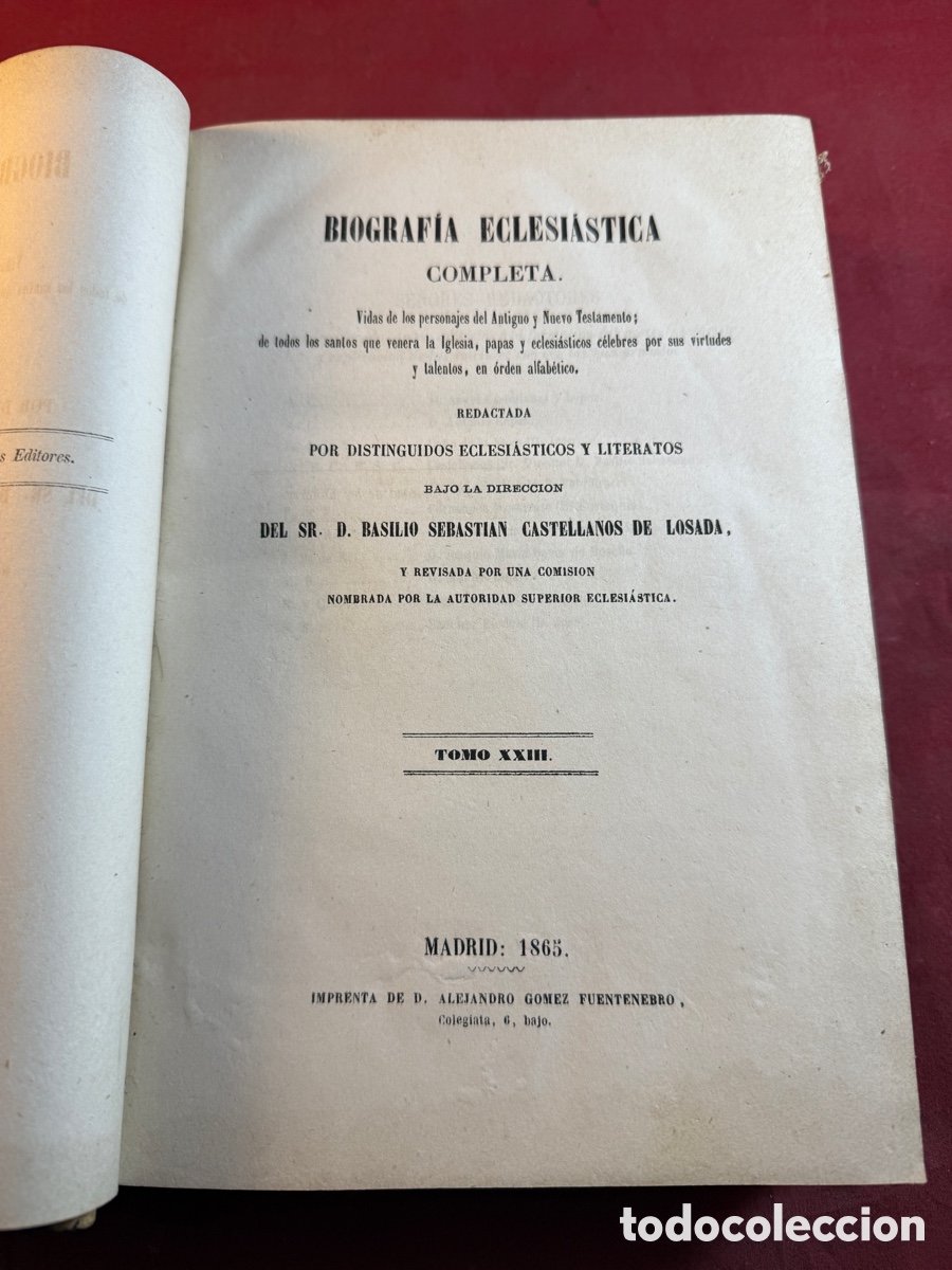 Old books: BIOGRAF&Iacute;A ECLESI&Aacute;STICA COMPLETA. 1865 Madrid