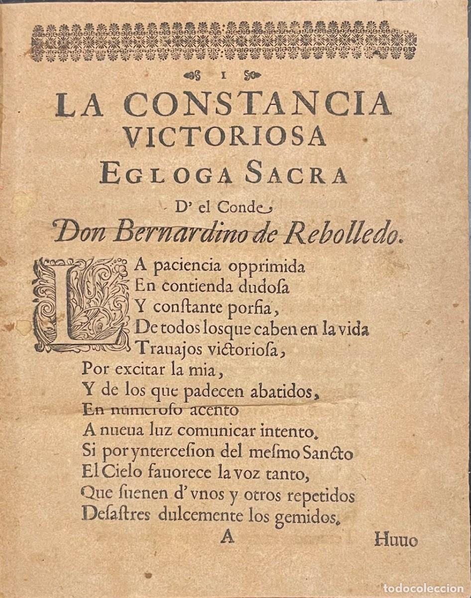 Old books: La Constancia Victoriosa. Egloga Sacra. Bernardino de Rebolledo