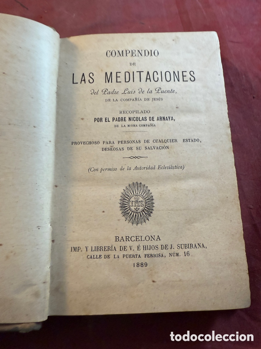 Libros antiguos: COMPENDIO DE LAS MEDITACIONES 1889 - Foto 1