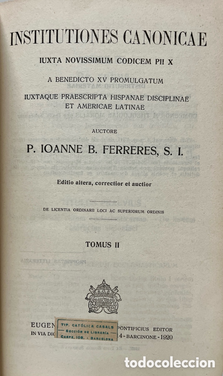 Libros antiguos: Instituciones Canonicae. - Foto 2