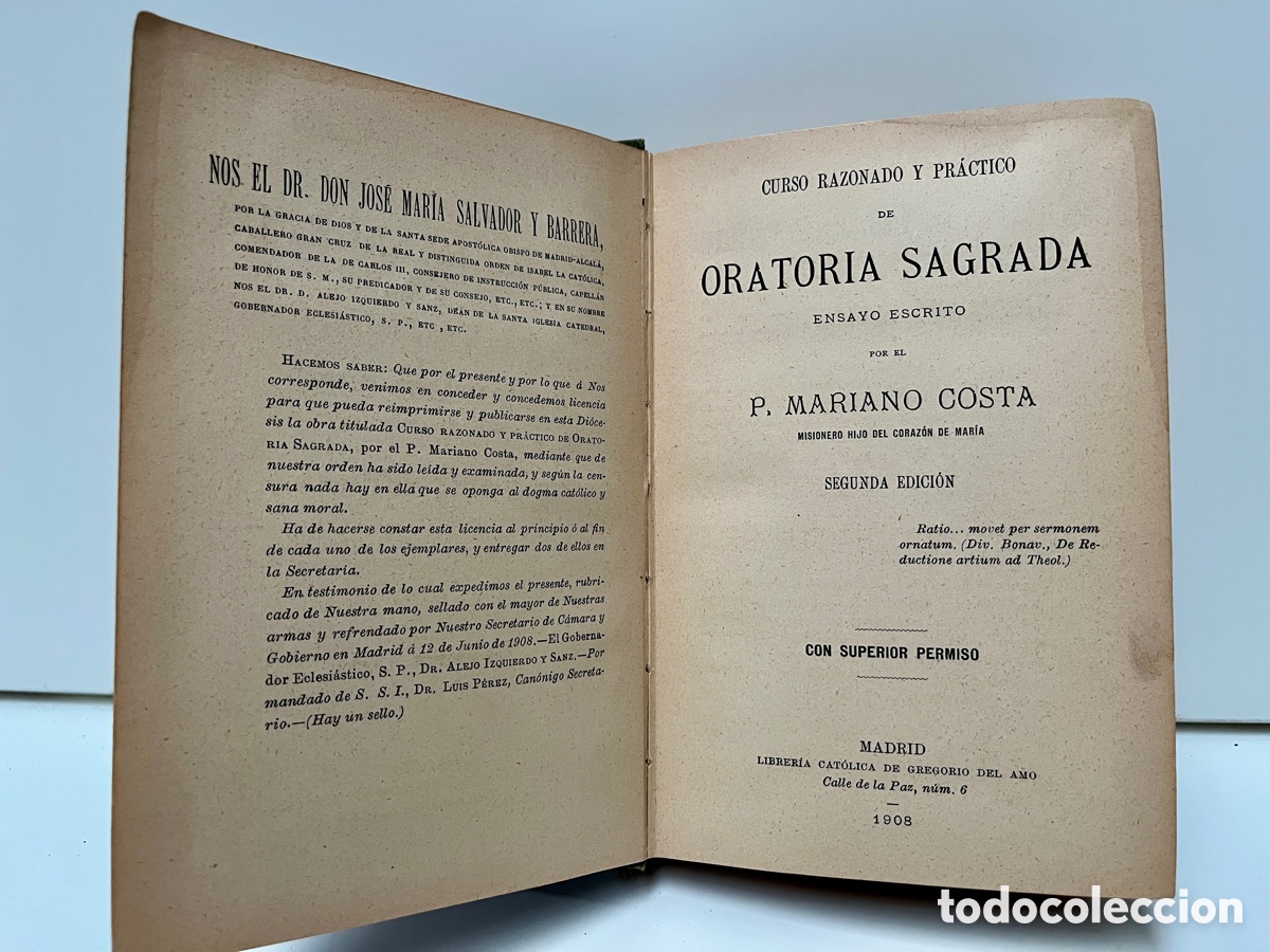 Libros antiguos: Oratoria Sagrada. Curso razonado y pr&aacute;ctico. - Foto 2