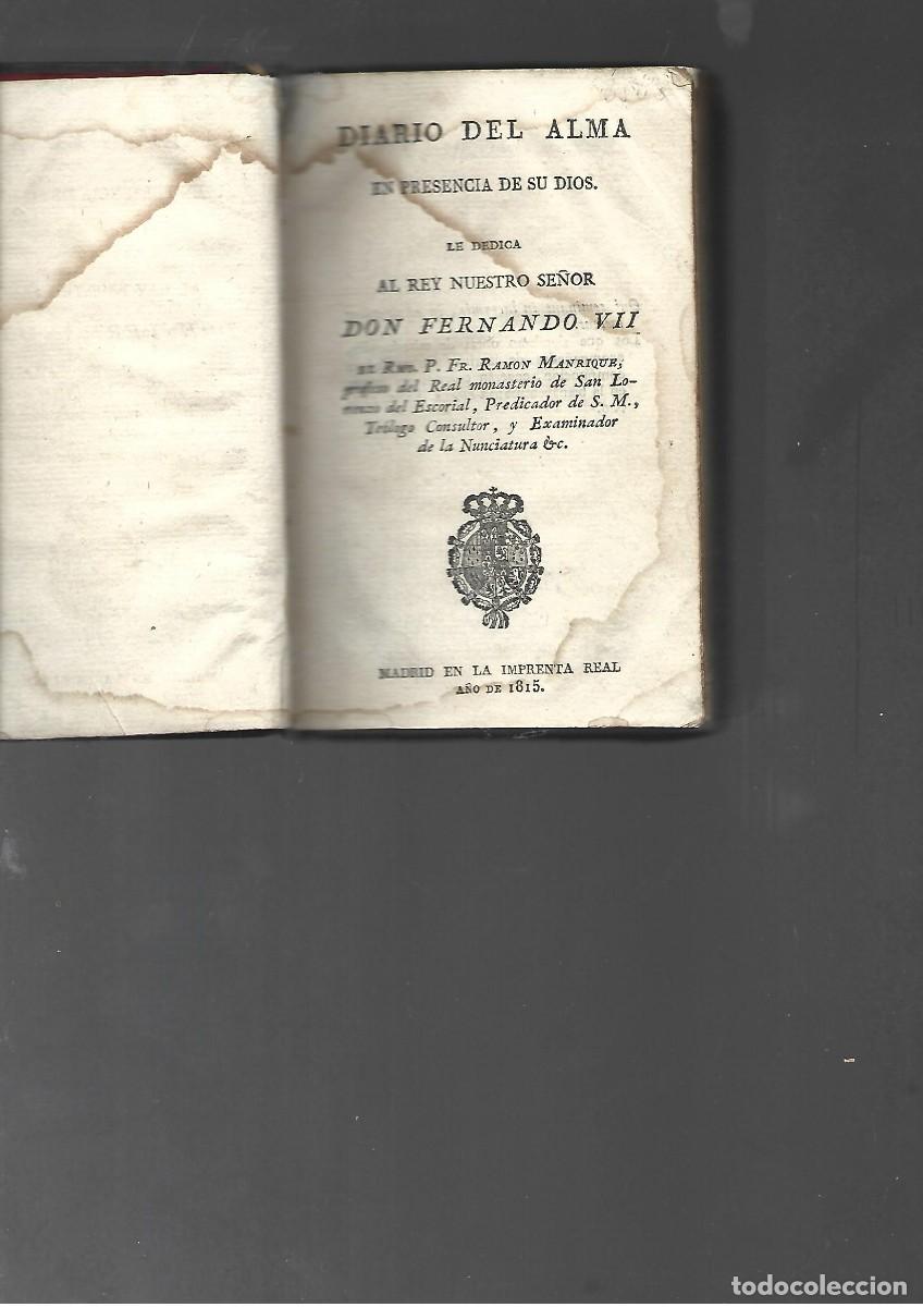 Livres anciens: MANRIQUE,, DIARIO DEL ALMA en presencia de su dios l 1815
