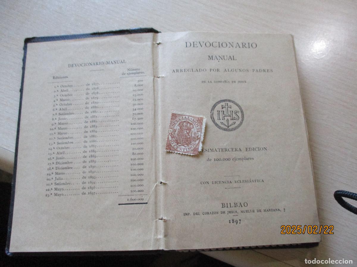 Libros antiguos: DEVOCIONARIO MANUAL 1897 - Foto 1