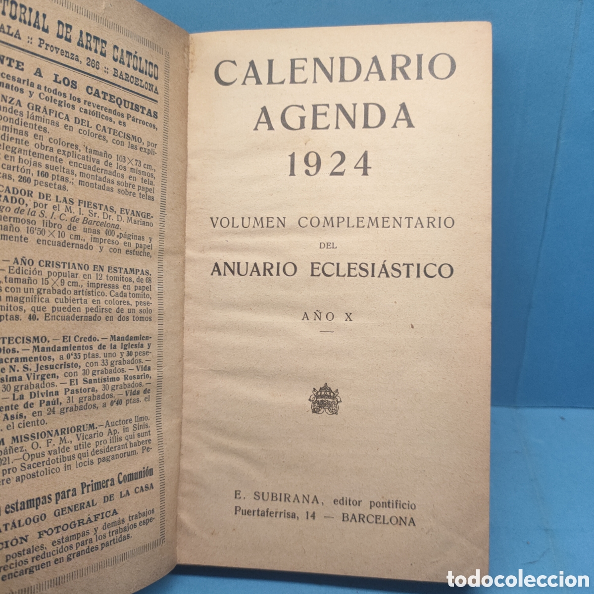 Libros antiguos: CALENDARIO AGENDA DEL ANUARIO ECLESIASTICO. 1924. Subirana Editor.