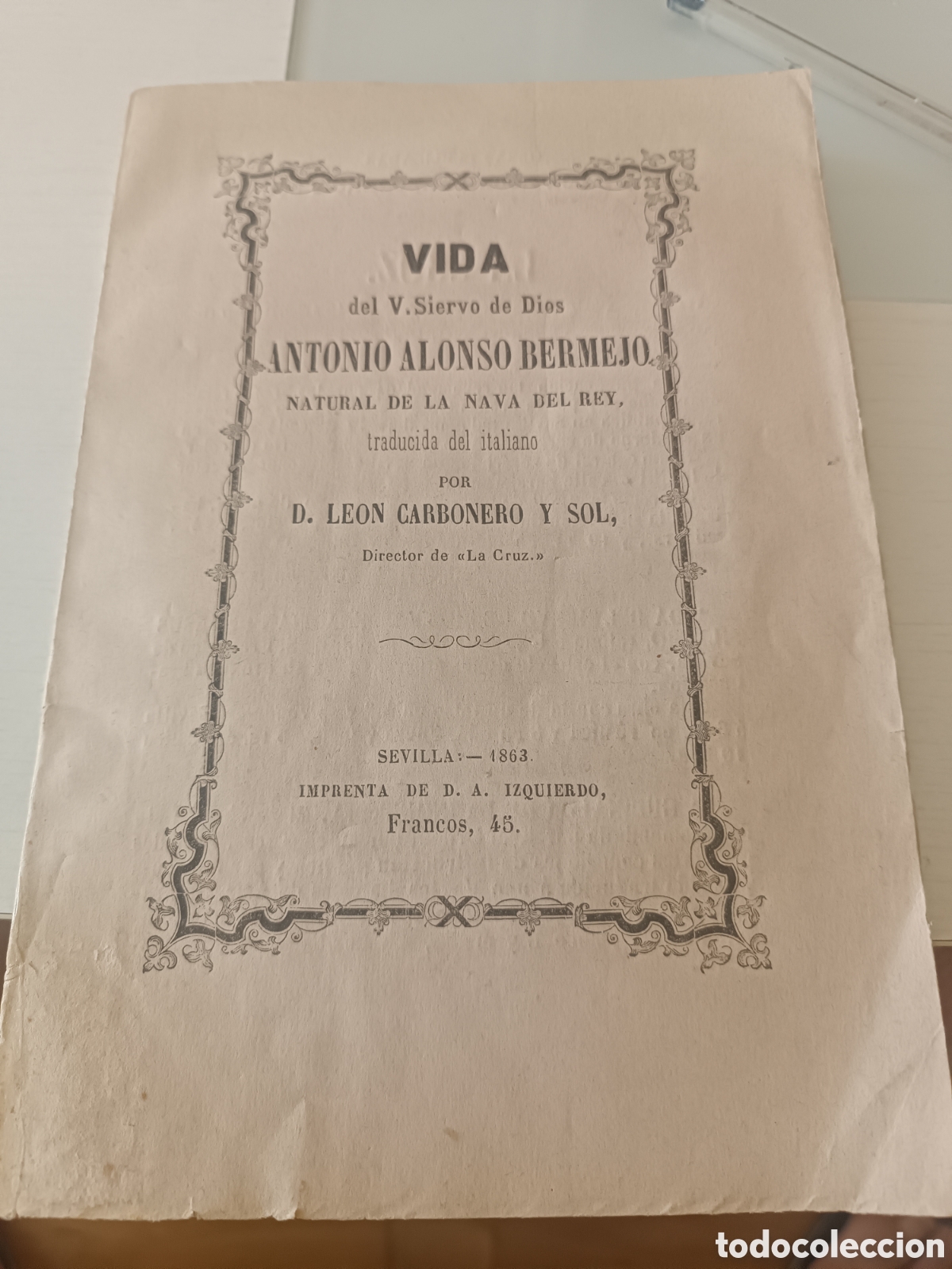 Libros antiguos: Vida del V. Siervo de Dios. - Foto 1