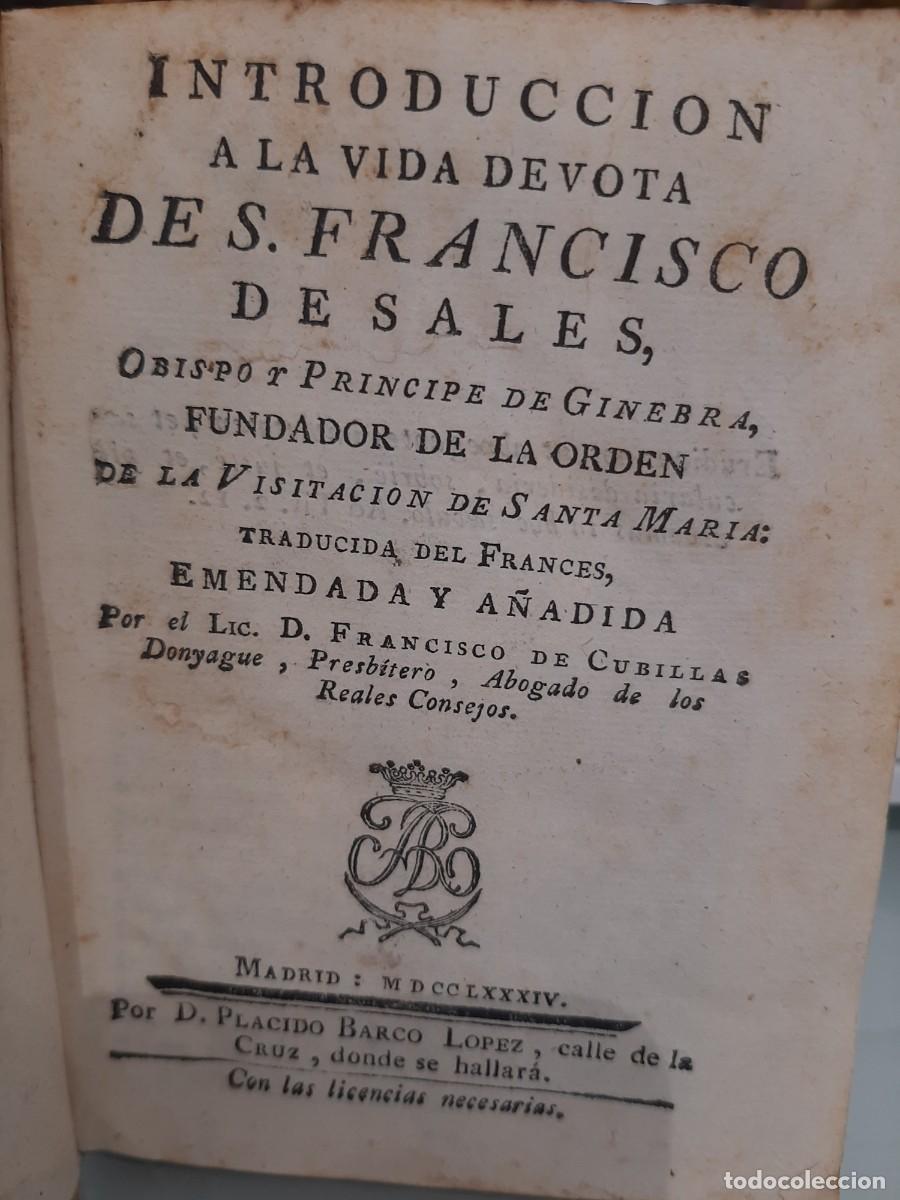 Libros antiguos: Introducci&oacute;n a la vida devota de S. Francisco de Sales - Foto 1