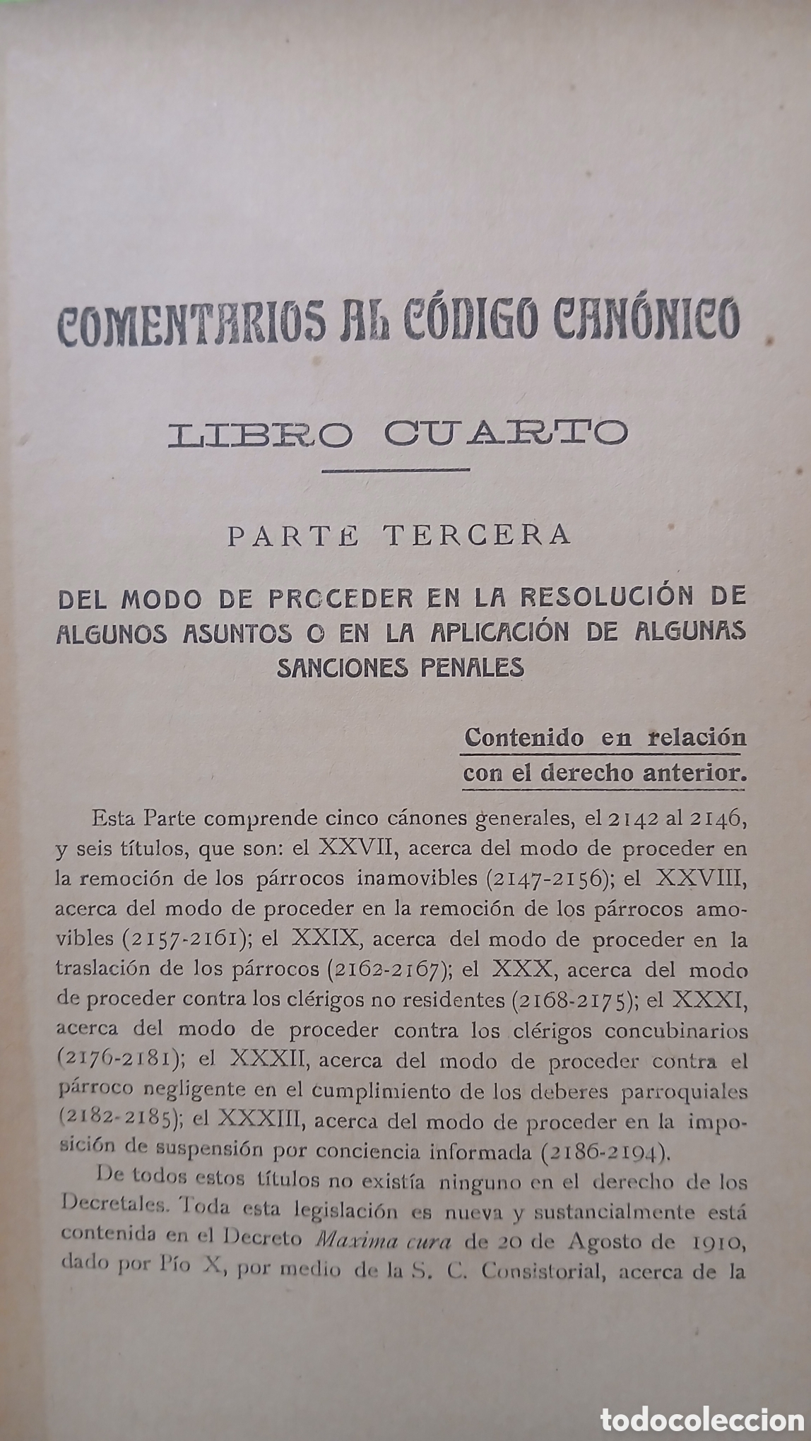 Libros antiguos: Comentarios al c&oacute;digo canonico, D.F.Santamaria - Foto 11
