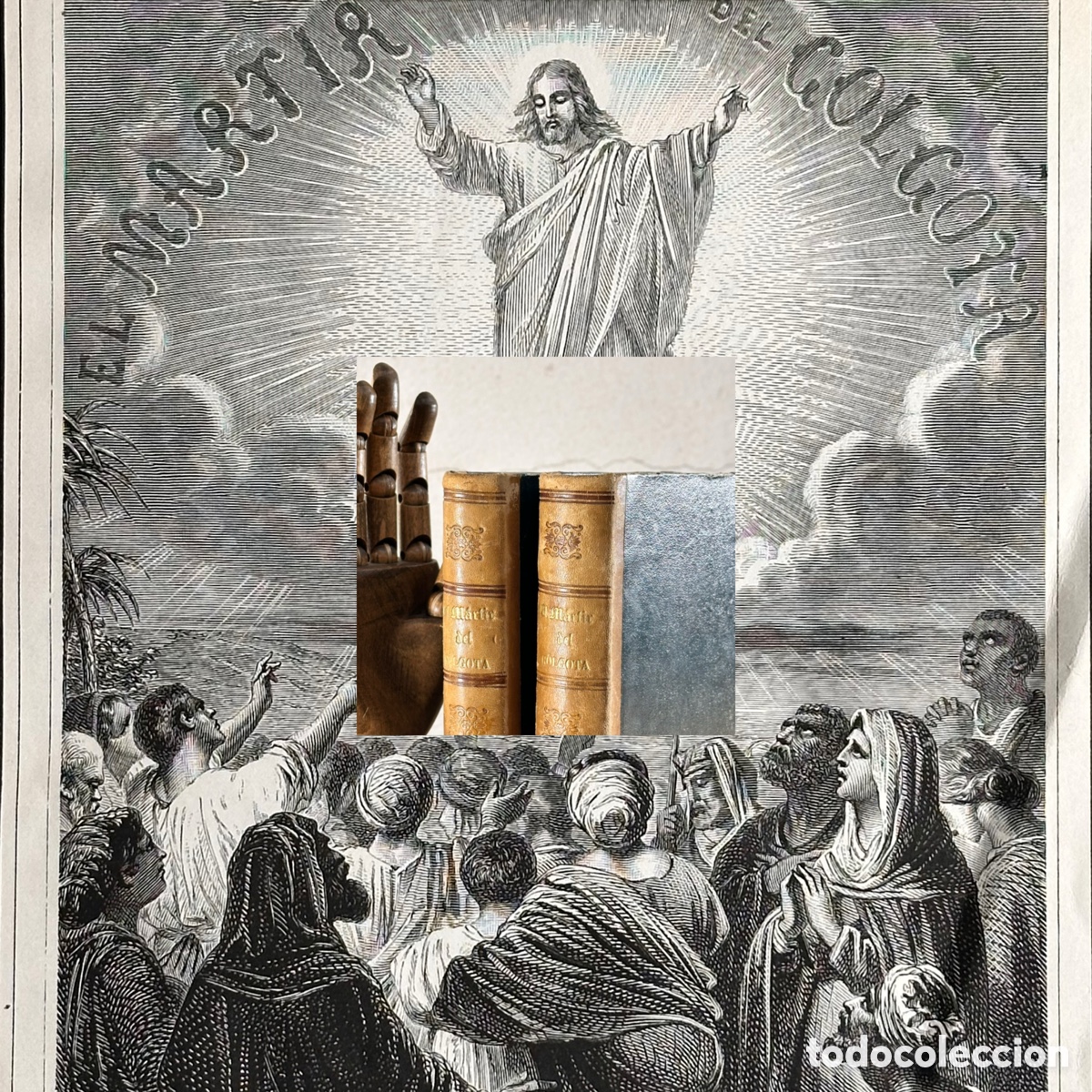 Libros antiguos: El M&aacute;rtir del G&oacute;lgota. 2 tomos, completo. 1866. Enrique P&eacute;rez Escrich. Grabados religiosos.