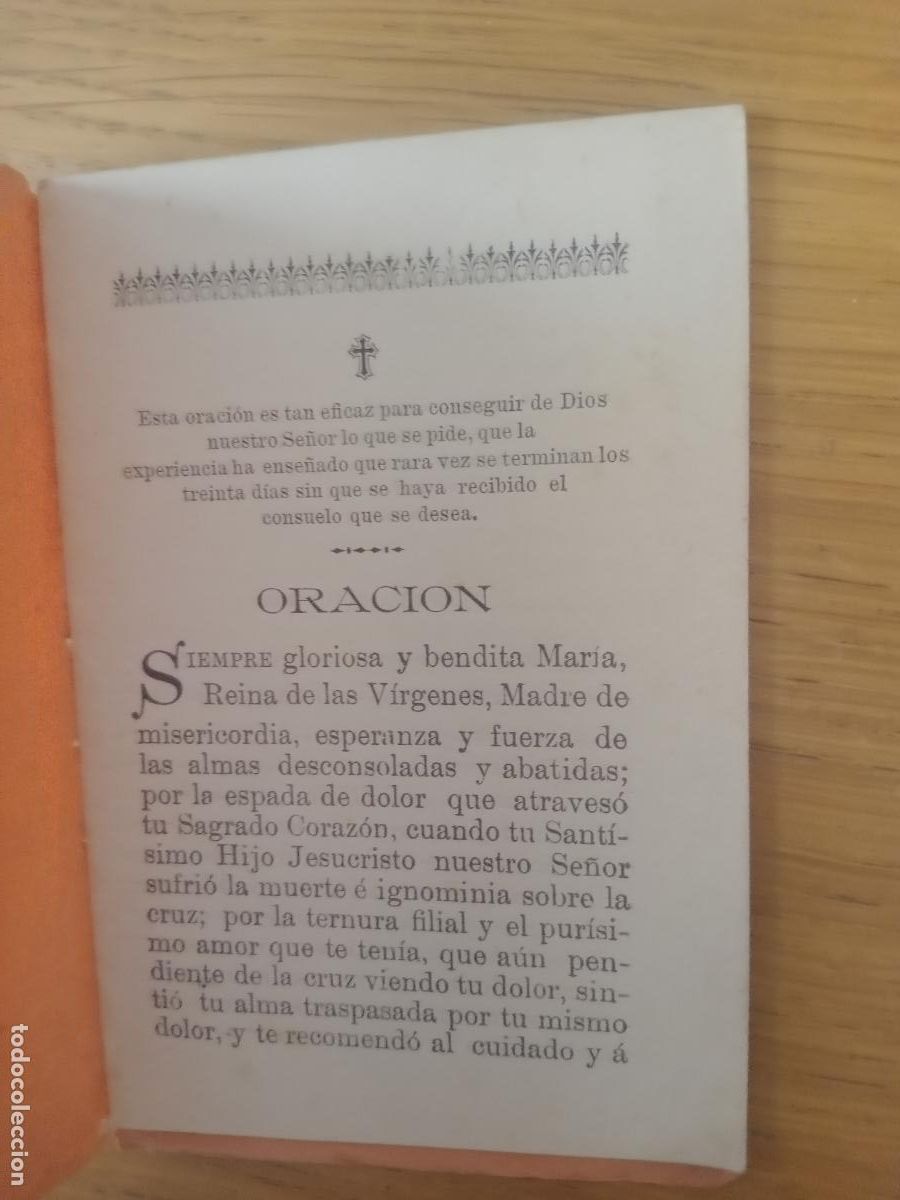 Livros antigos: Oraci&oacute;n antigua a la Virgen. 15 p&aacute;ginas