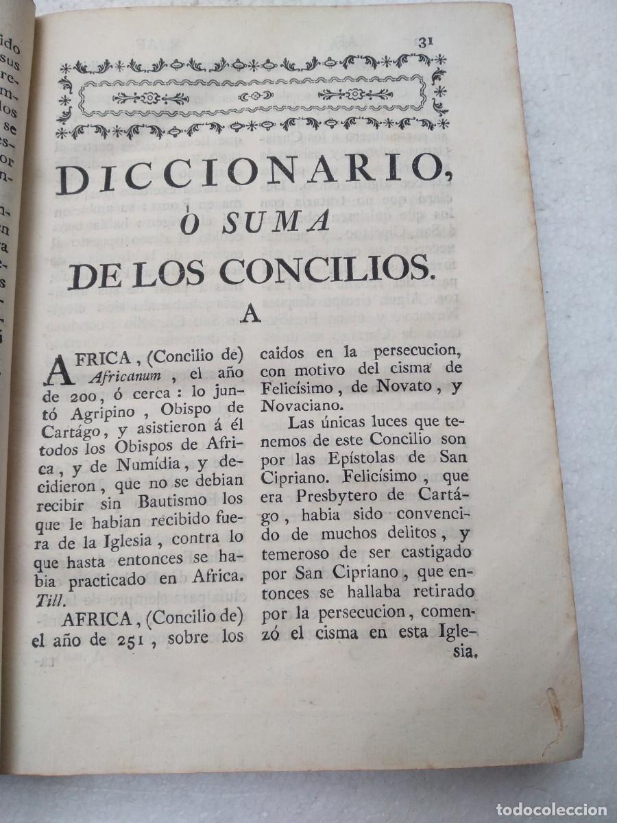 Livros antigos: DICCIONARIO O SUMA DE LOS CONCILIOS tomo I, sin portada , Imprenta Real de la Gazeta, 1775